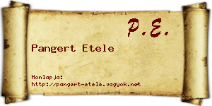 Pangert Etele névjegykártya